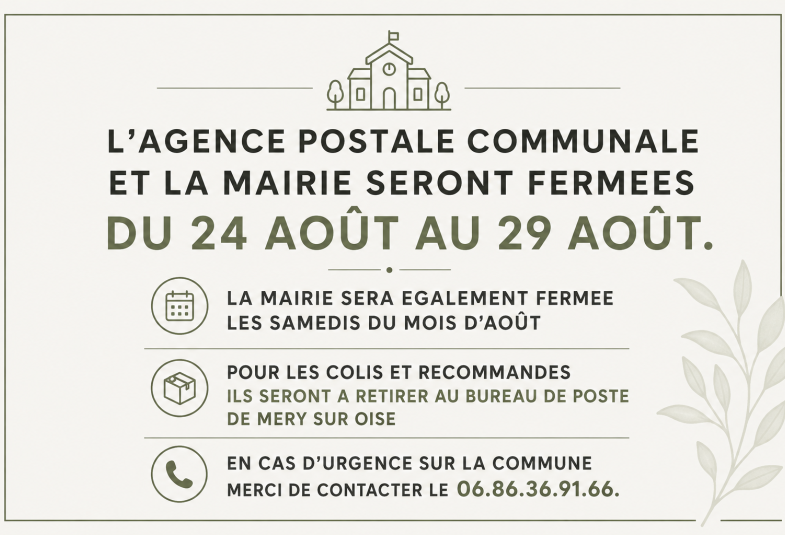 fermeture mairie Aout
