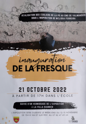 Inauguration de la fresque de la cour de l'école réalisée par les écoliers, sous la conduite de Mélissa Ferreira